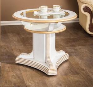 Стол журнальный со стеклом на колесах